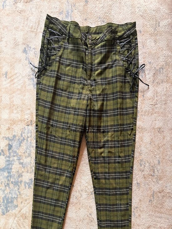 Killstar Pants - KILLSTAR Stretch Trousers - Dark Canopy - Plus Size